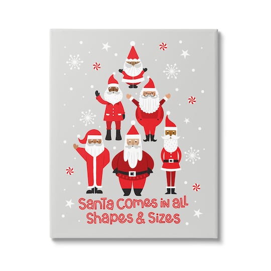 Stupell Industries Santa All Shapes & Sizes Christmas Phrase Canvas Wall Art